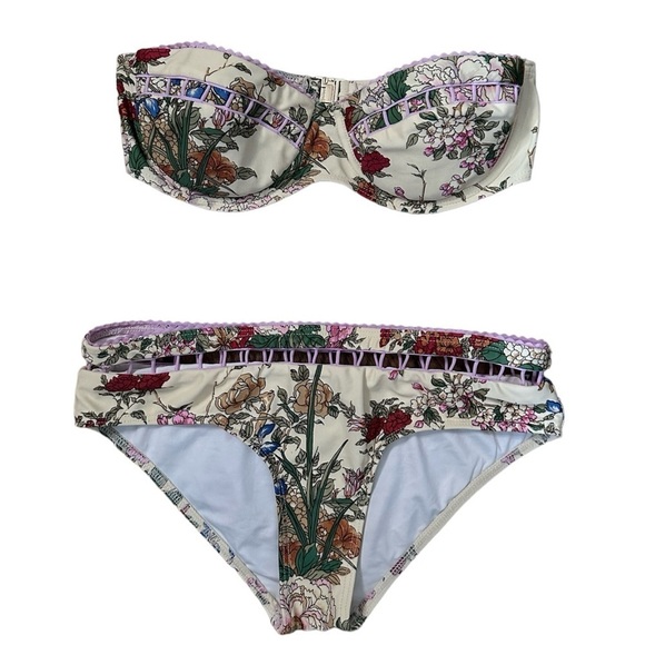 Zimmermann Other - ZIMMERMAN Floral Garden Print Strapless Bikini Set Size 4/6